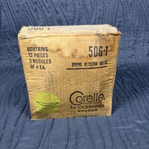 Vintage Corelle Spring Blossom Green 506-1 12 Saucer Factory Sealed Case NOS
